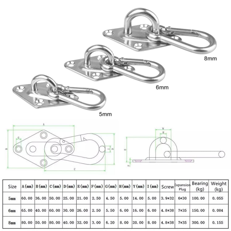 2 PCS 6mm 316 Stainless Steel Sand Bag Ceiling Hook Heavy Duty Swing Hangers - Tents & Accessories by PMC TechLife | Online Shopping South Africa | PMC TechLife | Buy Now Pay Later Mobicred