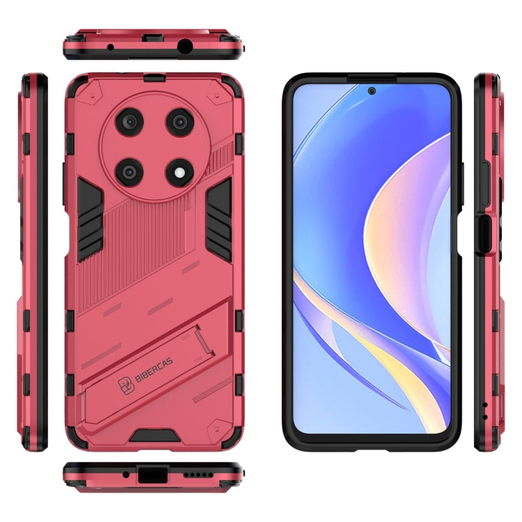 For Huawei Nova Y90/Enjoy 50 Pro Punk Armor 2 in 1 PC + TPU Shockproof Phone Case with Invisible Holder(Light Red)