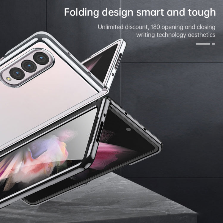 For Samsung Galaxy Z Fold4 SULADA Shockproof Plating PC Transparent Protective Case(Black)