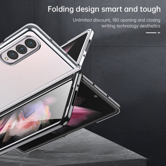 For Samsung Galaxy Z Fold4 SULADA Shockproof Plating PC Transparent Protective Case(Silver)