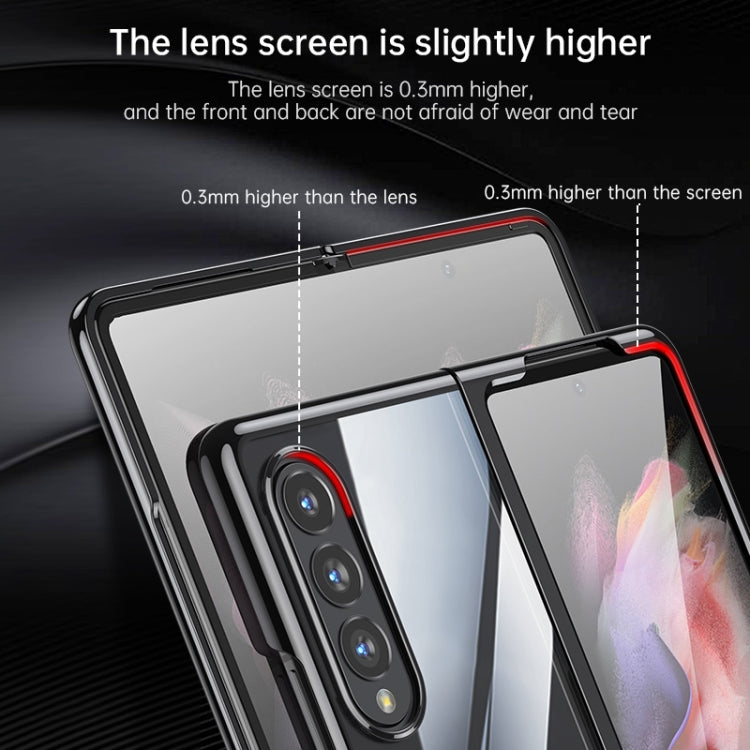 For Samsung Galaxy Z Fold4 SULADA Shockproof Plating PC Transparent Protective Case(Black)
