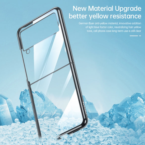 For Samsung Galaxy Z Flip4 SULADA Shockproof Plating PC Transparent Protective Case(Blue)