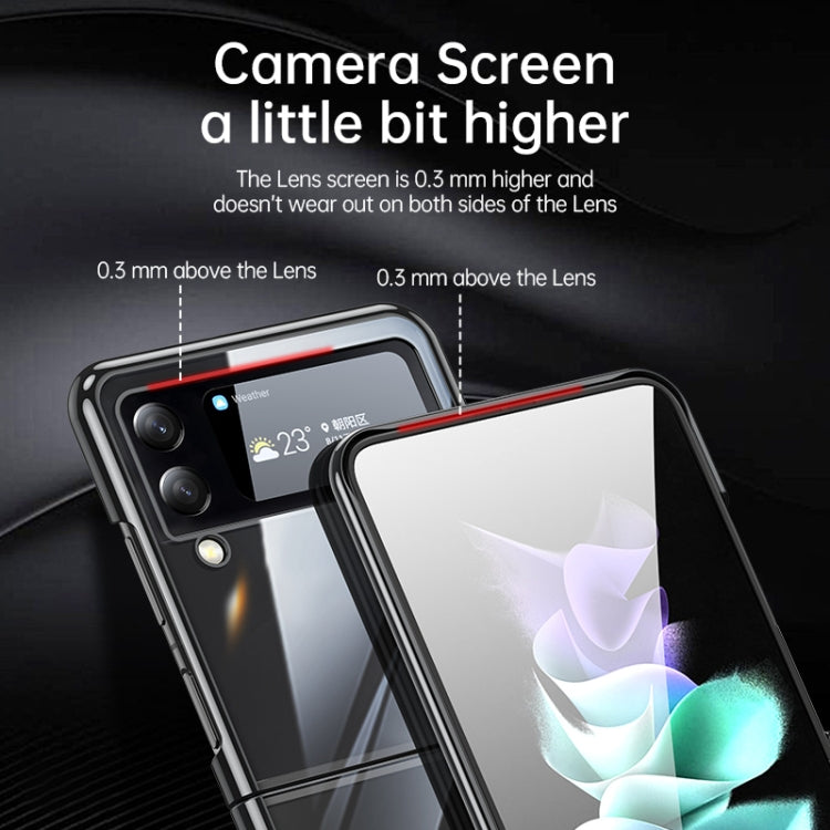 For Samsung Galaxy Z Flip4 SULADA Shockproof Plating PC Transparent Protective Case(Black)