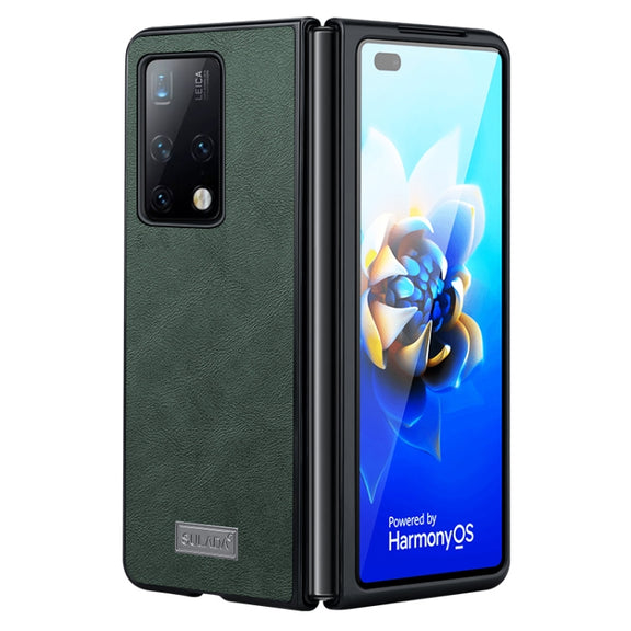 For Samsung Galaxy Z Fold4 SULADA Shockproof TPU + Handmade Leather Protective Case(Green)