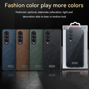 For Samsung Galaxy Z Fold4 SULADA Shockproof TPU + Handmade Leather Protective Case(Black)
