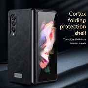 For Samsung Galaxy Z Fold4 SULADA Shockproof TPU + Handmade Leather Protective Case(Green)