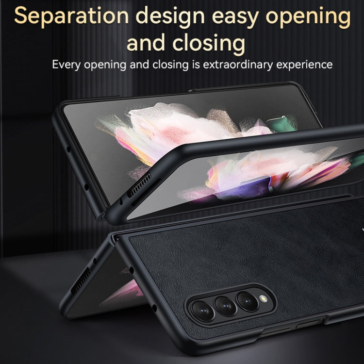 For Samsung Galaxy Z Fold4 SULADA Shockproof TPU + Handmade Leather Protective Case(Black)