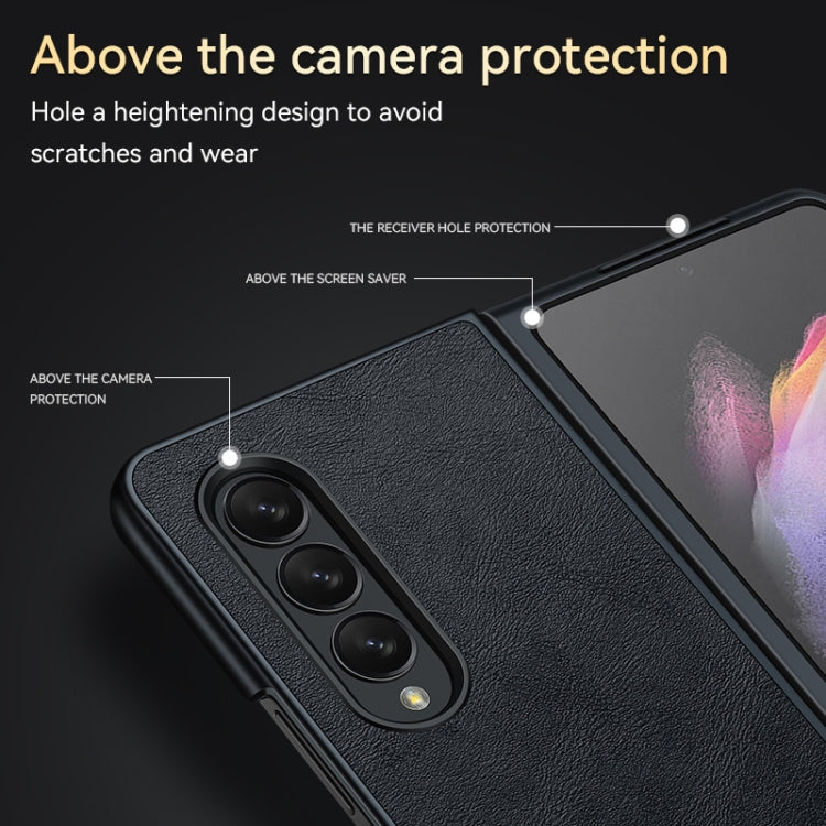 For Samsung Galaxy Z Fold4 SULADA Shockproof TPU + Handmade Leather Protective Case(Green)