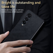 For Samsung Galaxy Z Fold4 SULADA Shockproof TPU + Handmade Leather Protective Case(Green)
