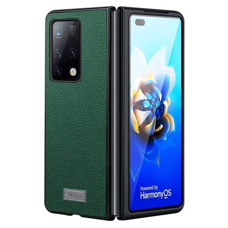 For Samsung Galaxy Z Fold4 SULADA Shockproof TPU + Handmade Leather Phone Case(Green) - Galaxy Z Fold4 5G Cases by SULADA | Online Shopping South Africa | PMC TechLife | Buy Now Pay Later Mobicred