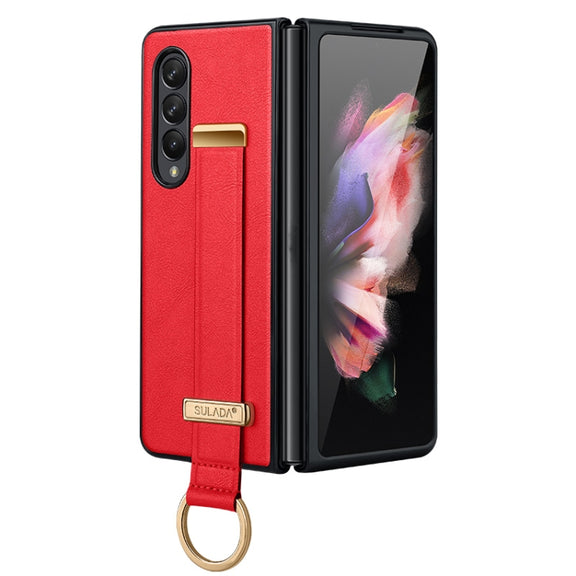 For Samsung Galaxy Z Fold4 SULADA Cool Series PC + Leather Texture Skin Feel Shockproof Phone Case(Red)