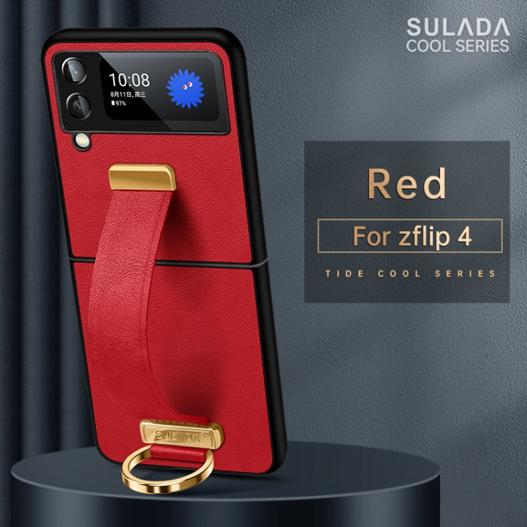 For Samsung Galaxy Z Flip4 SULADA Cool Series PC + Leather Texture Skin Feel Shockproof Phone Case(Red) - Galaxy Z Flip4 5G Cases by SULADA | Online Shopping South Africa | PMC TechLife