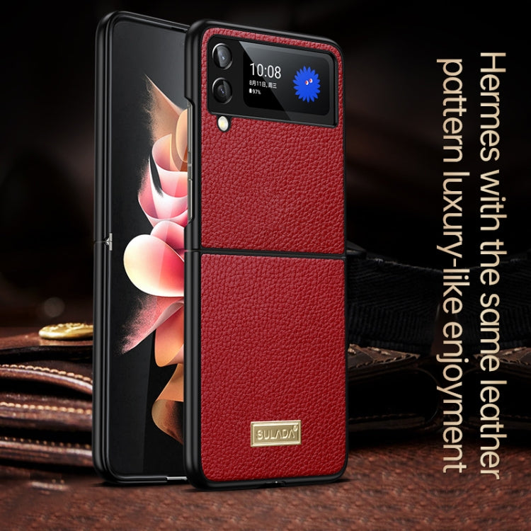 For Samsung Galaxy Z Flip4 SULADA Shockproof TPU + Handmade Leather Phone Case(Orange) - free shipping - PMC TechLife - Order now!