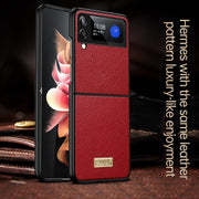 For Samsung Galaxy Z Flip4 SULADA Shockproof TPU + Handmade Leather Phone Case(Green)
