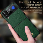 For Samsung Galaxy Z Flip4 SULADA Shockproof TPU + Handmade Leather Phone Case(Green)