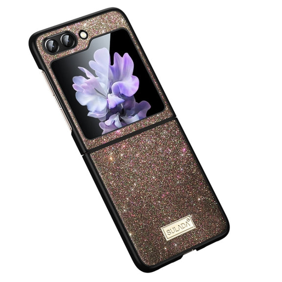 For Samsung Galaxy Z Flip5 SULADA Shockproof TPU + Handmade Leather Phone Case(Colorful)