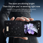 For Samsung Galaxy Z Flip5 SULADA Shockproof TPU + Handmade Leather Phone Case(Black)