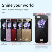 For Samsung Galaxy Z Flip5 SULADA Shockproof TPU + Handmade Leather Phone Case(Black)