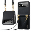For Samsung Galaxy Z Flip4 SULADA Litchi Texture Leather + TPU Phone Case with Strap(Black) - free shipping - PMC TechLife - Order now!
