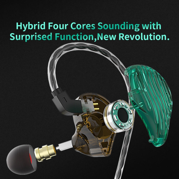 CVJ-CSE Ring Iron Hybrid Music Running Sports In-Ear Wired Headphone, Style:Without Mic(Green)