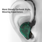 CVJ-CSE Ring Iron Hybrid Music Running Sports In-Ear Wired Headphone, Style:Without Mic(Green)