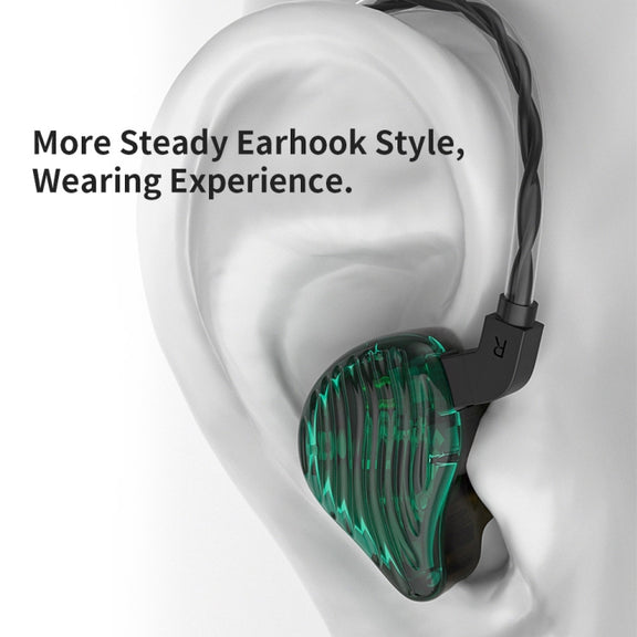 CVJ-CSE Ring Iron Hybrid Music Running Sports In-Ear Wired Headphone, Style:Without Mic(Green)