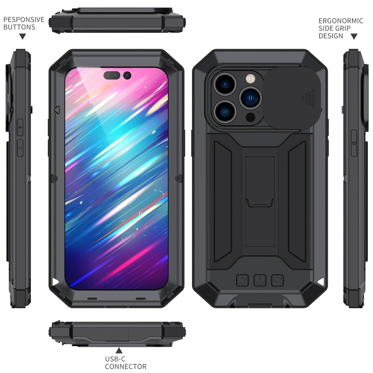 For iPhone 14 Pro R-JUST Shockproof Life Waterproof Dust-proof Case(Black) - free shipping - PMC TechLife - Order now!