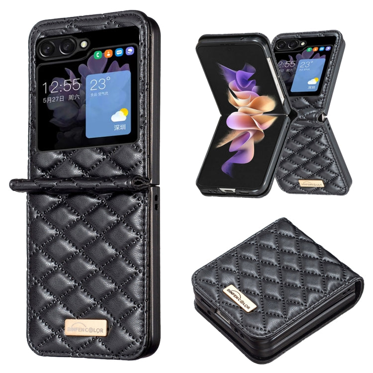 For Samsung Galaxy Z Flip5 Elegant Rhombic Texture Leather Phone Case(Black) - free shipping - PMC TechLife - Order now!