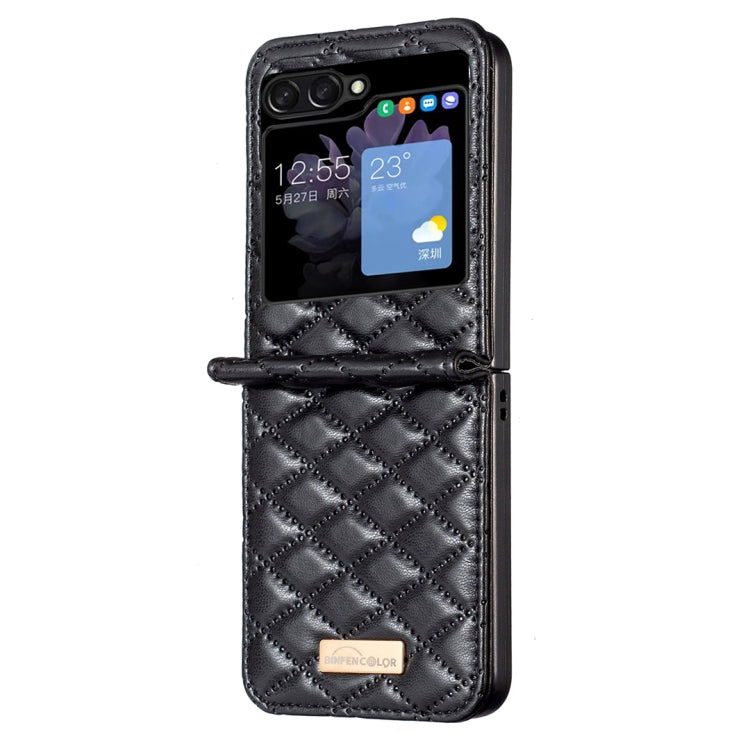 For Samsung Galaxy Z Flip5 Elegant Rhombic Texture Leather Phone Case(Black) - free shipping - PMC TechLife - Order now!