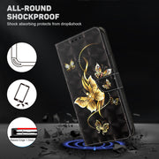 For Motorola Moto G22 3D Painted Leather Phone Case(Golden Swallow Butterfly)