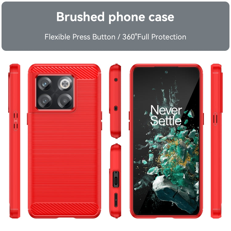 For OnePlus 10T Brushed Texture Carbon Fiber TPU Phone Case (Red) - free shipping - PMC Jewellery - Order now!
