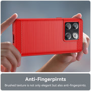 For OnePlus 10T Brushed Texture Carbon Fiber TPU Phone Case (Red)