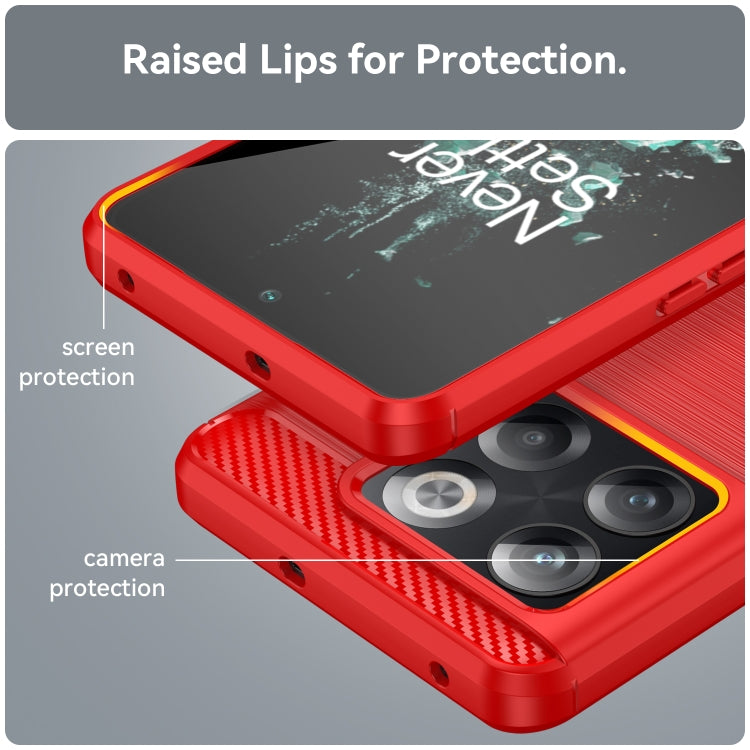 For OnePlus 10T Brushed Texture Carbon Fiber TPU Phone Case (Red) - free shipping - PMC Jewellery - Order now!