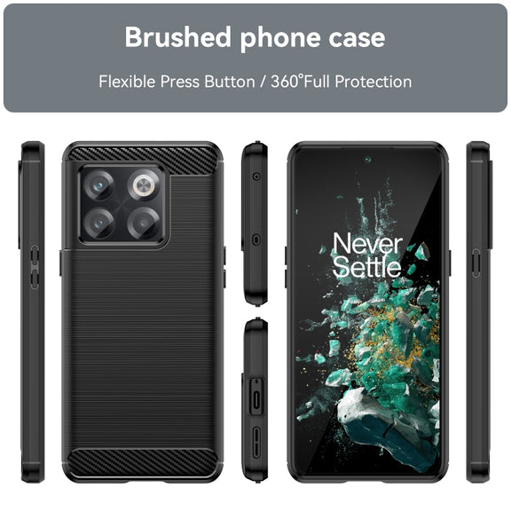 For OnePlus 10T Brushed Texture Carbon Fiber TPU Phone Case (Black)