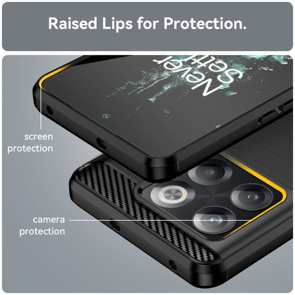For OnePlus 10T Brushed Texture Carbon Fiber TPU Phone Case (Black)