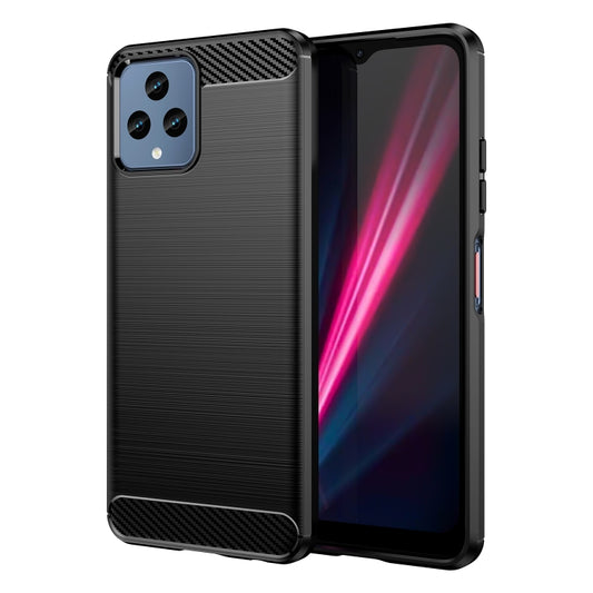 For T-Mobile REVVL 6 5G Brushed Texture Carbon Fiber TPU Phone Case (Black) - More Brand by PMC Jewellery | Online Shopping South Africa | PMC Jewellery | Buy Now Pay Later Mobicred