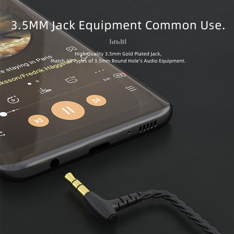 CVJ V2 1.25m Oxygen-free Copper Original 3.5mm Elbow Earphone Cable, Style:0.78mm with Mic(Black) - Cable & Splitter by CVJ | Online Shopping South Africa | PMC TechLife | Buy Now Pay Later Mobicred