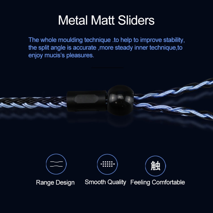 CVJ V3 1.2m 16 Cores Silver-plated 3.5mm Earphone Cable, Style:0.78mm(Black-Blue) - free shipping - PMC TechLife - Order now!