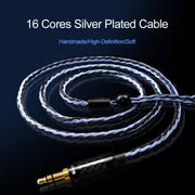 CVJ V3 1.2m 16 Cores Silver-plated 3.5mm Earphone Cable, Style:MMCX(Silver)