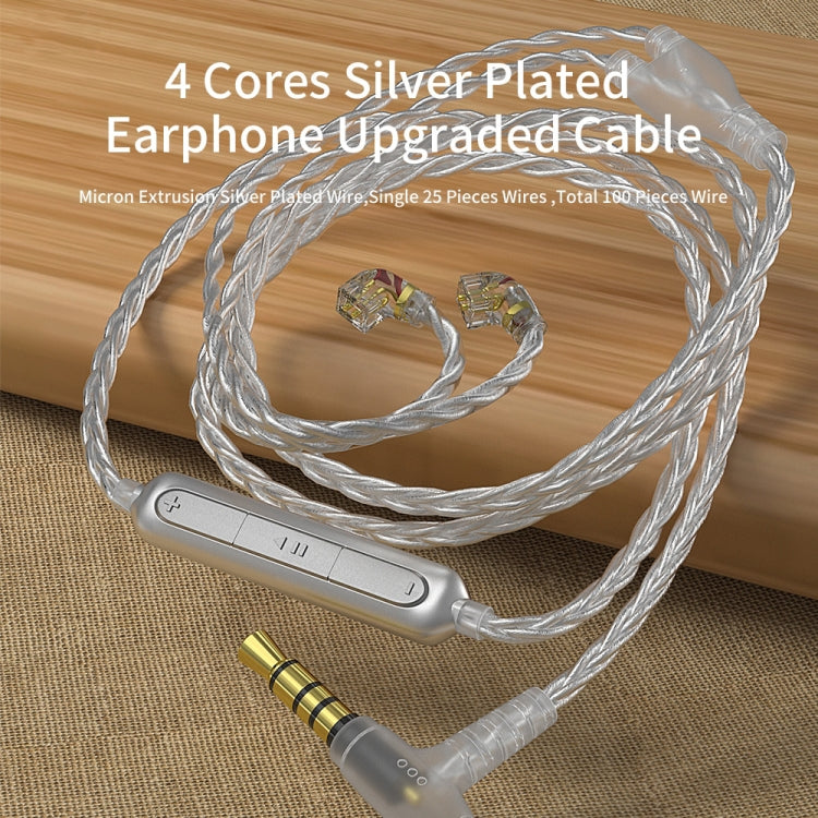 CVJ V7 1.25m 4-Cores Silver-plated 3.5mm Elbow Earphone Cable, Model:2 Pin with Mic(Silver) - Cable & Splitter by CVJ | Online Shopping South Africa | PMC TechLife | Buy Now Pay Later Mobicred