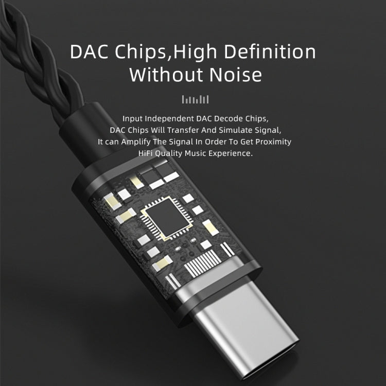 CVJ V6.TC 1.25m Type-C Digital Decoding Oxygen-free Copper Earphone Cable, Style:0.75mm(Black) - free shipping - PMC TechLife - Order now!