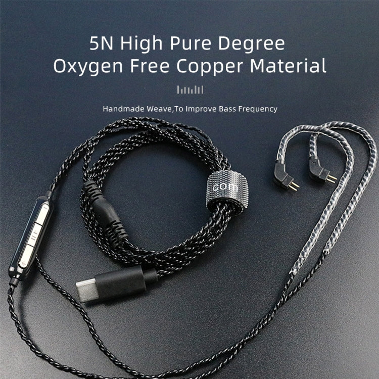 CVJ V6.TC 1.25m Type-C Digital Decoding Oxygen-free Copper Earphone Cable, Style:0.75mm(Black) - free shipping - PMC TechLife - Order now!