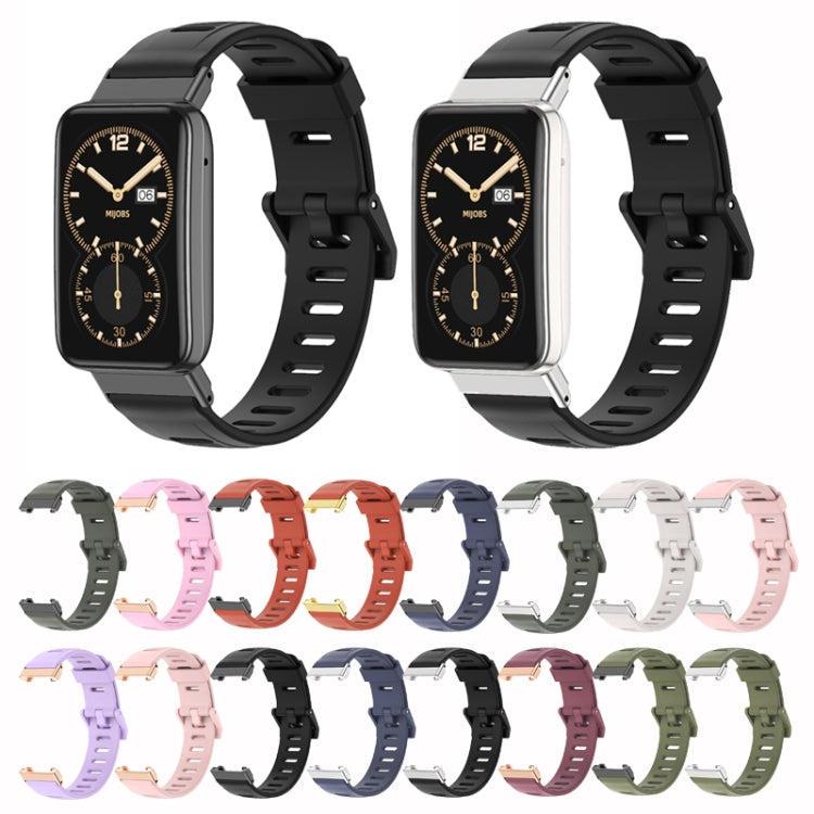 For Xiaomi Mi Band 7 Pro Mijobs Flat Hole TPU Watch Band(Black Silver) - Watch Bands by MIJOBS | Online Shopping South Africa | PMC TechLife | Buy Now Pay Later Mobicred