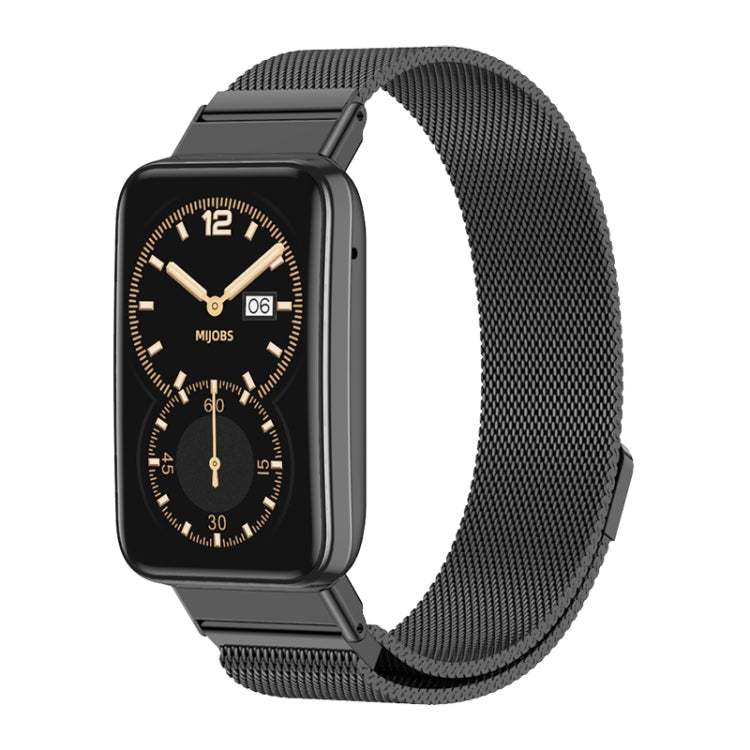 For Xiaomi Mi Band 7 Pro Mijobs Milan Magnetic Stainless Steel Watch Band(Black) - Watch Bands by MIJOBS | Online Shopping South Africa | PMC TechLife | Buy Now Pay Later Mobicred