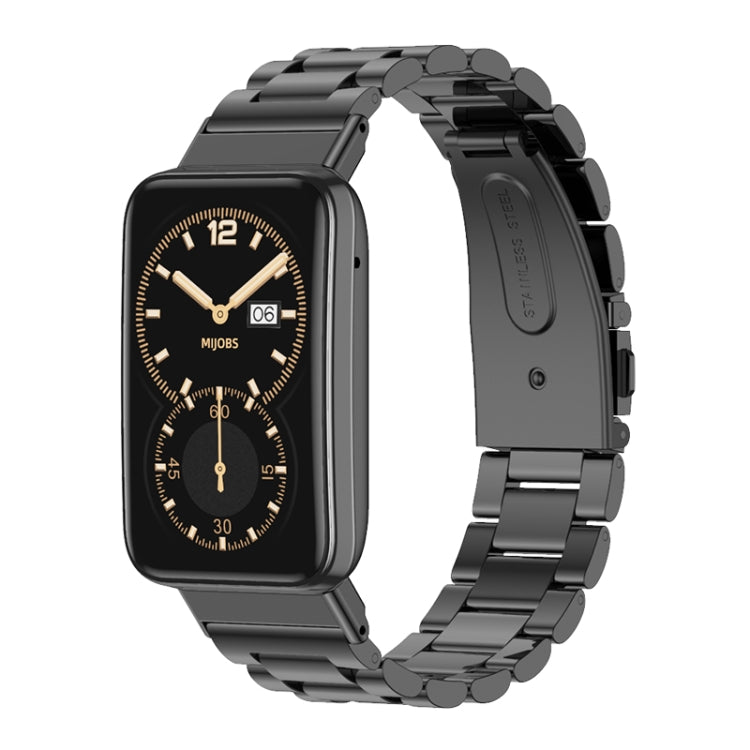 For Xiaomi Mi Band 7 Pro Mijobs Three-bead Metal Stainless Steel Watch Band(Black) - Watch Bands by MIJOBS | Online Shopping South Africa | PMC TechLife | Buy Now Pay Later Mobicred