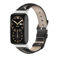 For Xiaomi Mi Band 7 Pro Mijobs Genuine Leather Top Layer Cowhide Watch Band(Bamboo Black Silver) - Watch Bands by MIJOBS