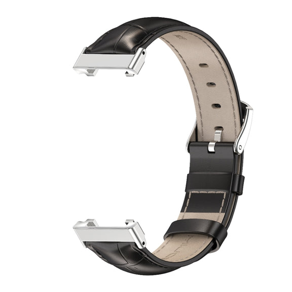 For Xiaomi Mi Band 7 Pro Mijobs Genuine Leather Top Layer Cowhide Watch Band(Bamboo Black Silver) - Watch Bands by MIJOBS