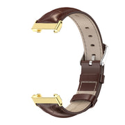 For Xiaomi Mi Band 7 Pro Mijobs Genuine Leather Top Layer Cowhide Watch Band(Bamboo Coffee Gold) - Watch Bands by MIJOBS
