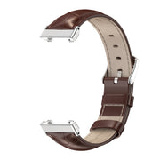 For Xiaomi Mi Band 7 Pro Mijobs Genuine Leather Top Layer Cowhide Watch Band(Bamboo Coffee Silver) - Watch Bands by MIJOBS