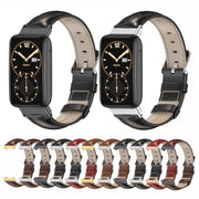 For Xiaomi Mi Band 7 Pro Mijobs Genuine Leather Top Layer Cowhide Watch Band(Bamboo Red Silver)